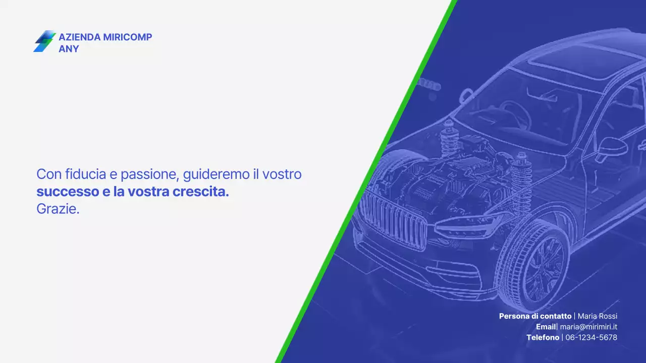 Proposta di prodotto per stampaggio di metalli per auto semplice blu e verde