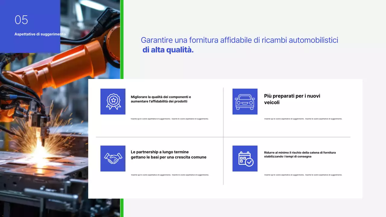 Proposta di prodotto per stampaggio di metalli per auto semplice blu e verde