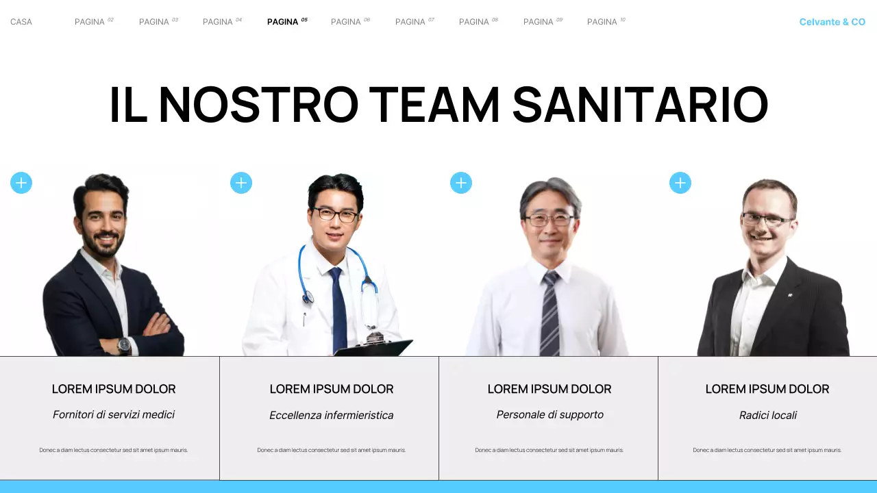 Presentazione dei servizi dell'ospedale locale moderno Teal