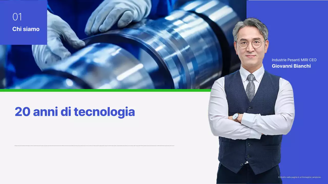 Proposta di prodotto per stampaggio di metalli per auto semplice blu e verde