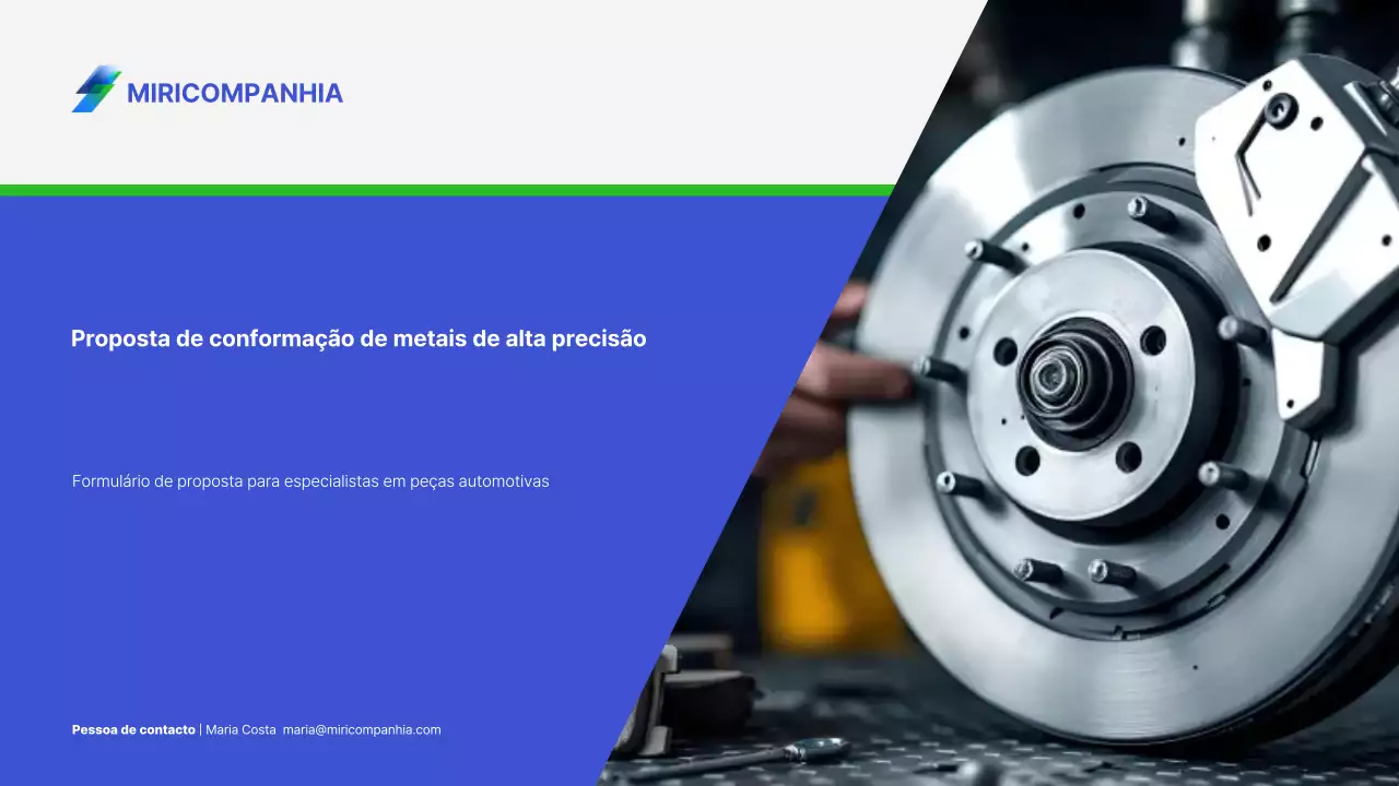 Proposta de produto de estampagem metálica automotiva simples azul e verde