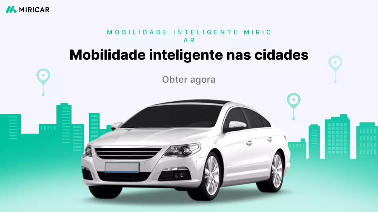 Um folheto moderno de uma empresa de compartilhamento de carros em menta e cinza