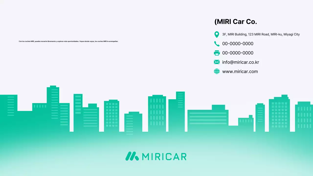 Una moderna empresa de coches compartidos en tonos menta y gris.