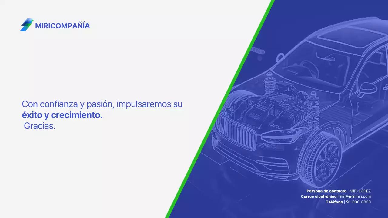 Propuesta de producto de estampado metálico automotriz simple en azul y verde
