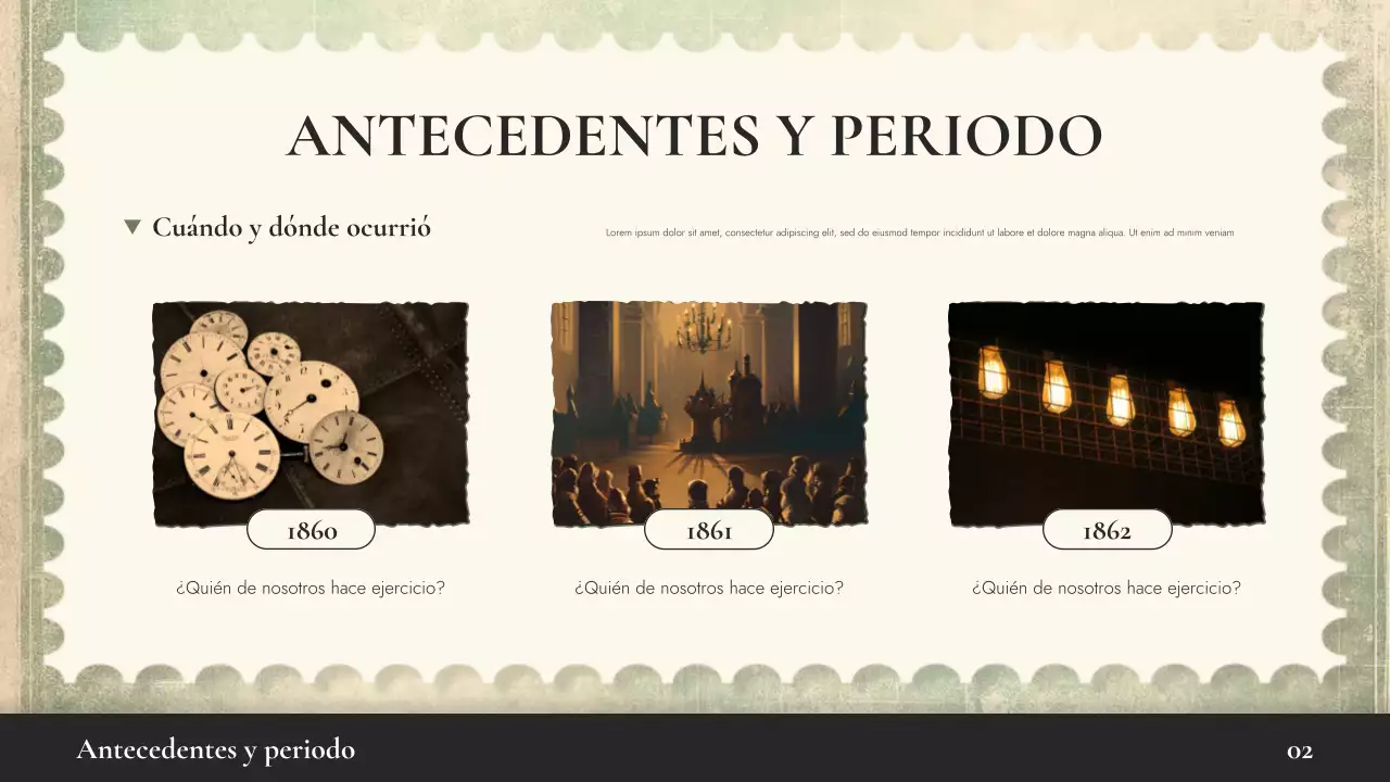 Presentación de la conferencia sobre historia vintage beige