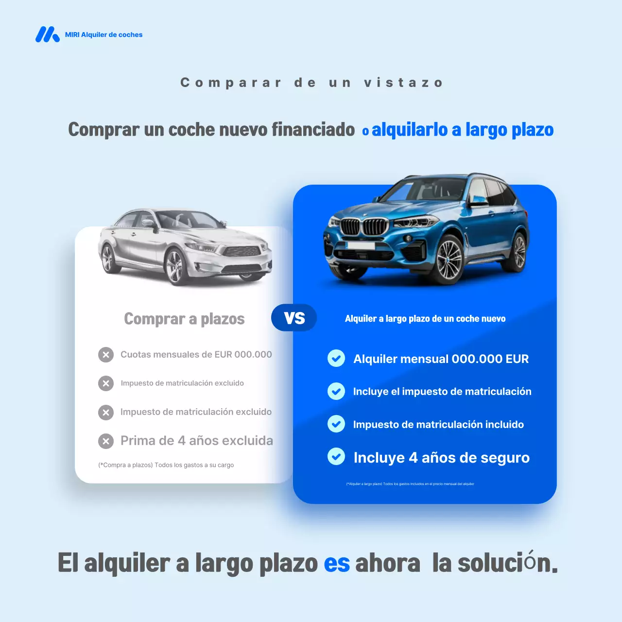 Anuncio de coche moderno de color azul cielo