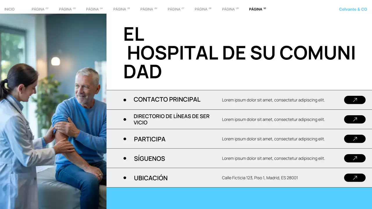 Presentación de los servicios hospitalarios locales modernos de Teal