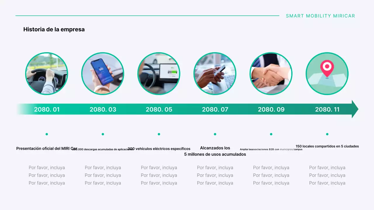 Una moderna empresa de coches compartidos en tonos menta y gris.