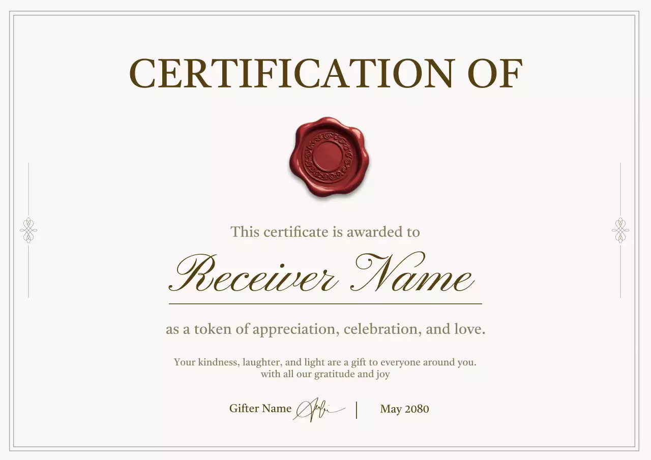 Beige Elegant Appreciation Certificate Poster