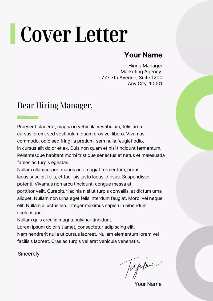 Green Modern Cover Letter Template Poster