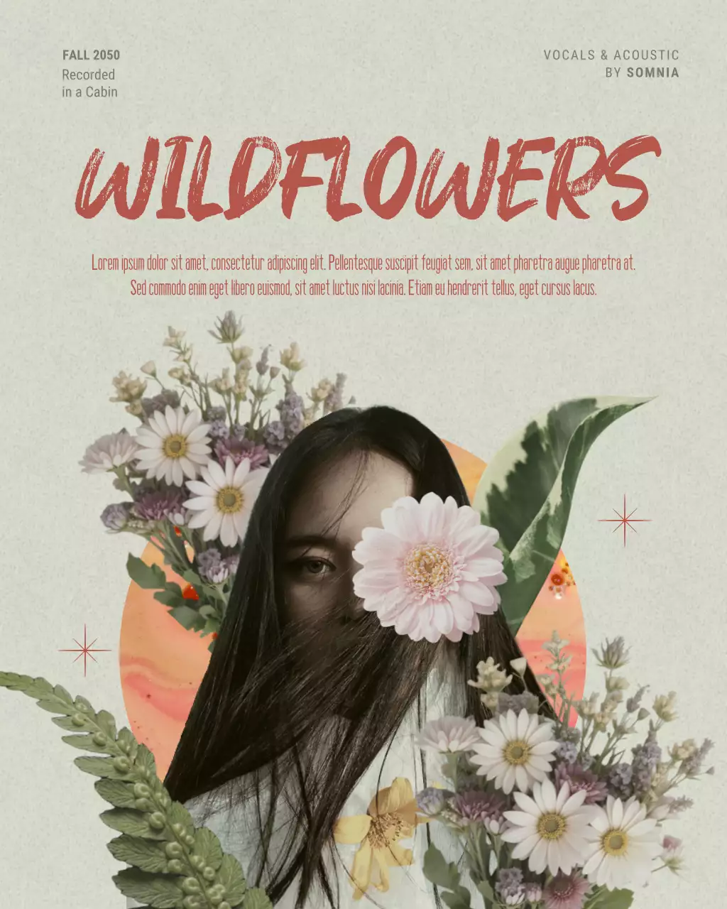 Beige Floral Album Cover Music Instagram Post