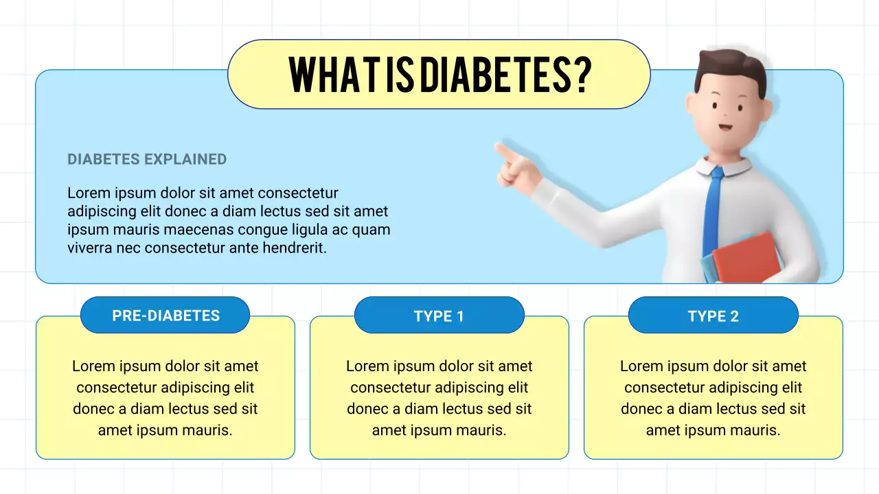 Blue Modern 3D Health and Illness Diabetes Prevention Presentation