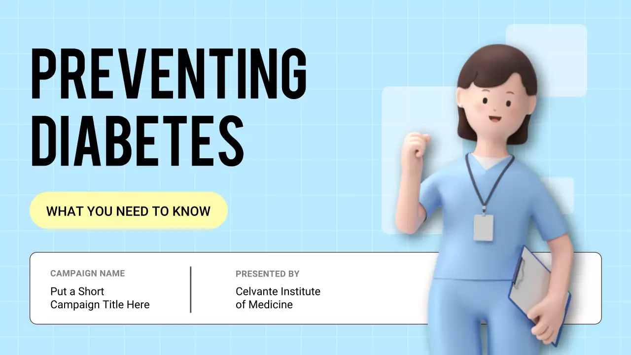 Blue Modern 3D Health and Illness Diabetes Prevention Presentation