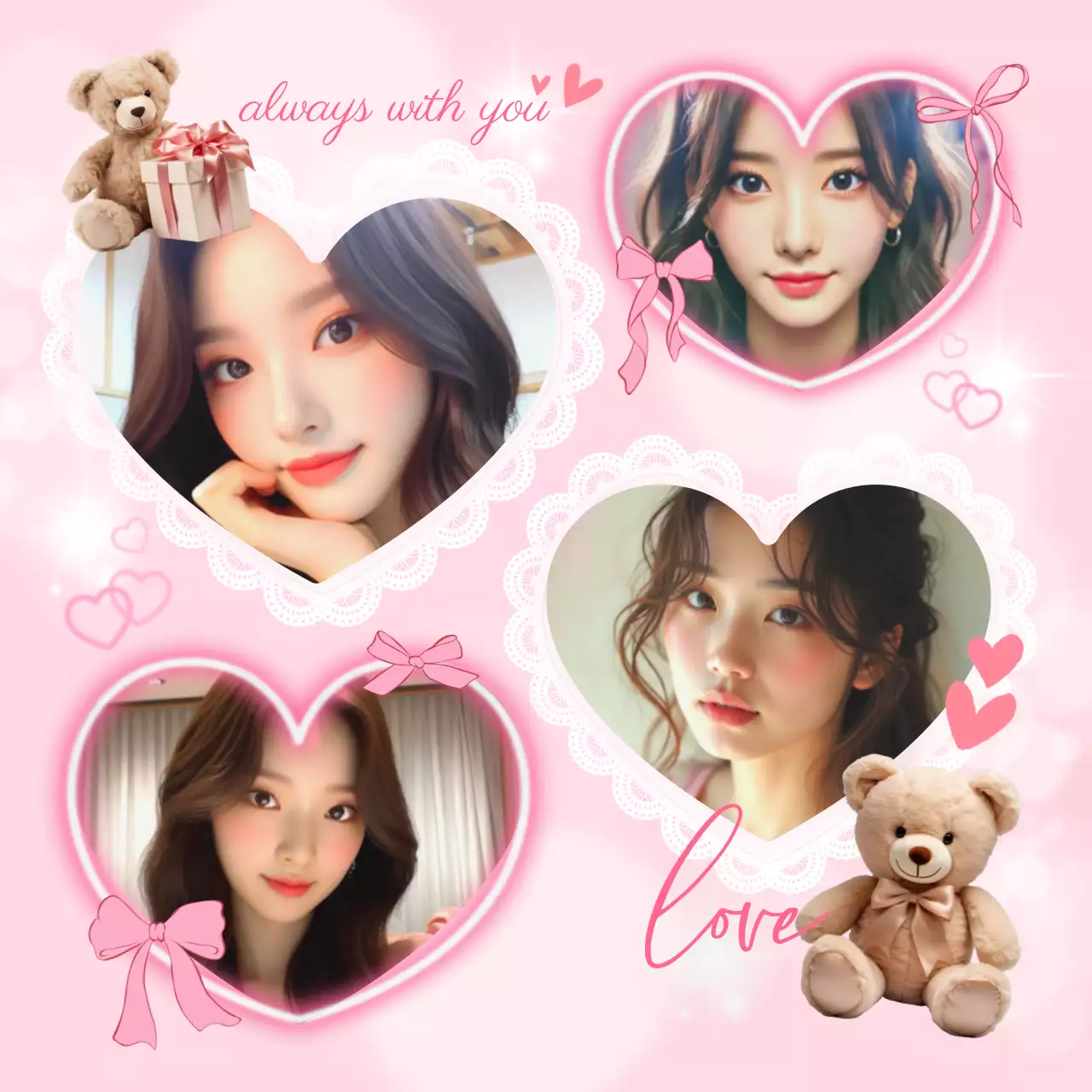 ピンク キュート 写真 コラージュ かわいい