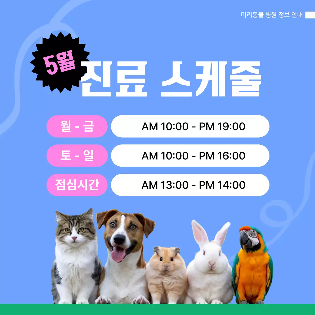 핑크 아기자기한 동물병원 광고