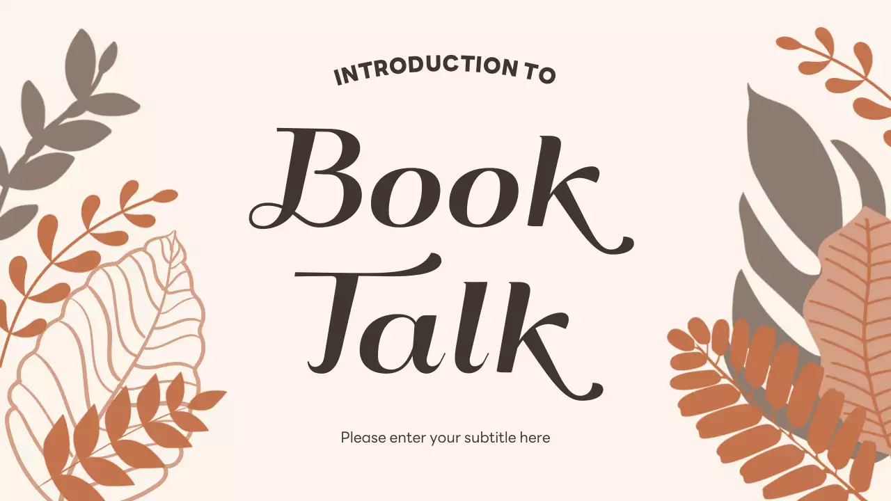Beige Floral Book Talk Presentation