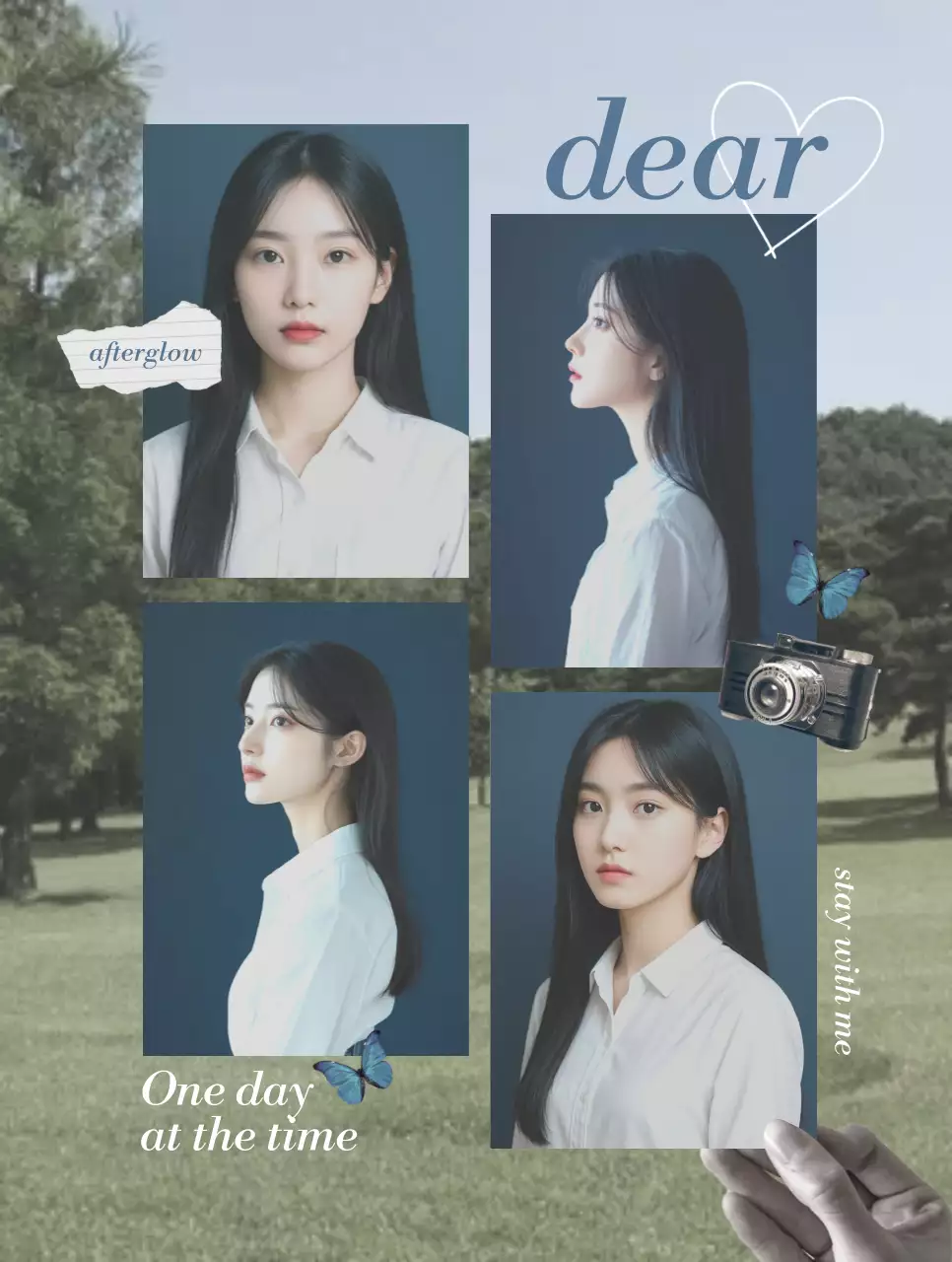 青 コラージュ 写真 おしゃれ