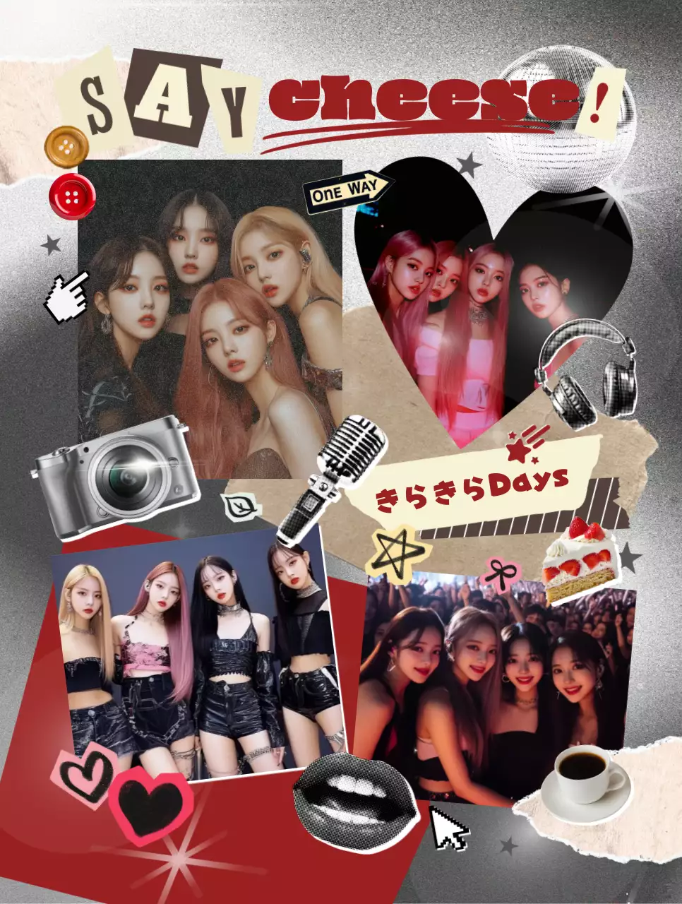 カラフル コラージュ 写真 ステッカー ビンテージ