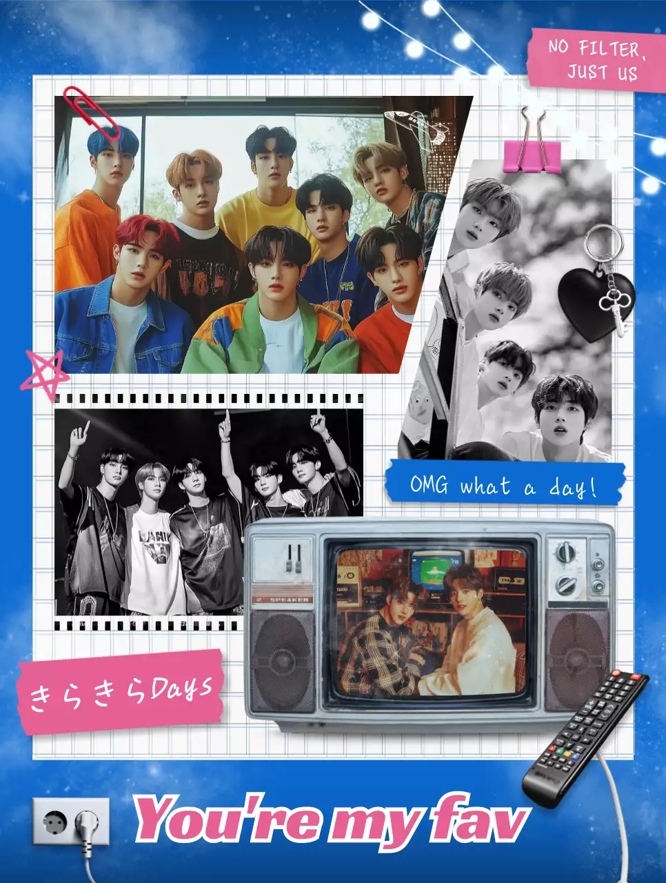 カラフル ポップカルチャー インスタント写真ステッカー ビンテージ