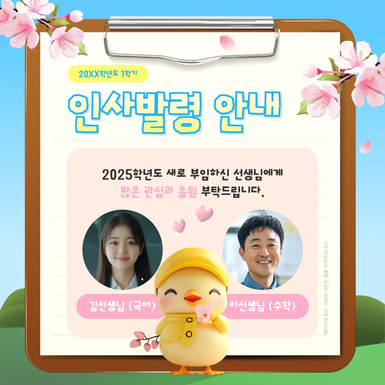 하늘색 아기자기한 신학기 안내