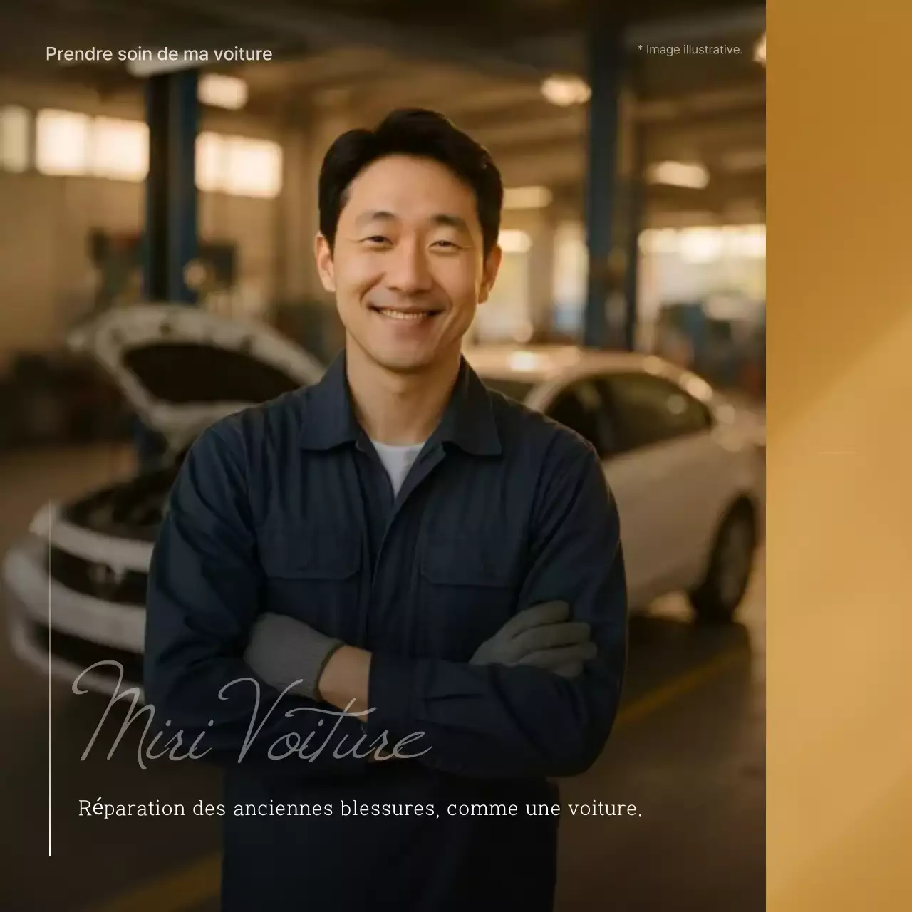 Publicité pour une voiture moderne beige