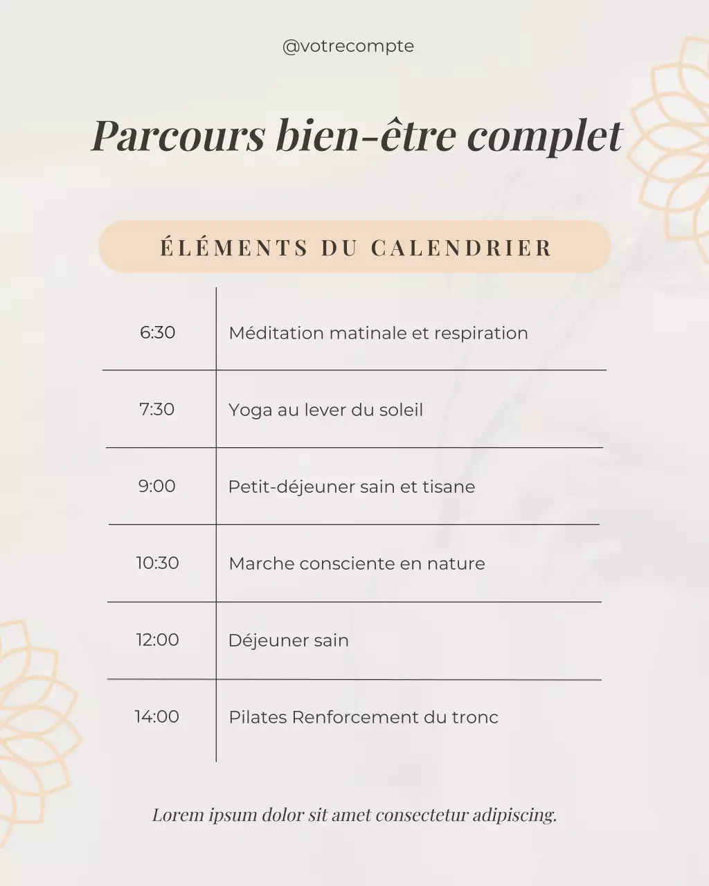 programme de bien-être minimaliste beige