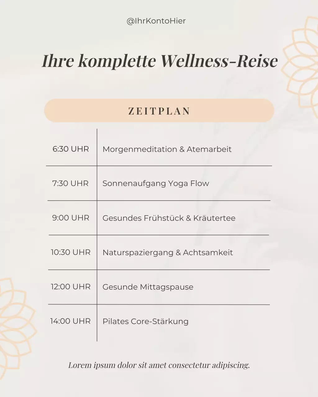 beiger minimalistischer Wellnessplan