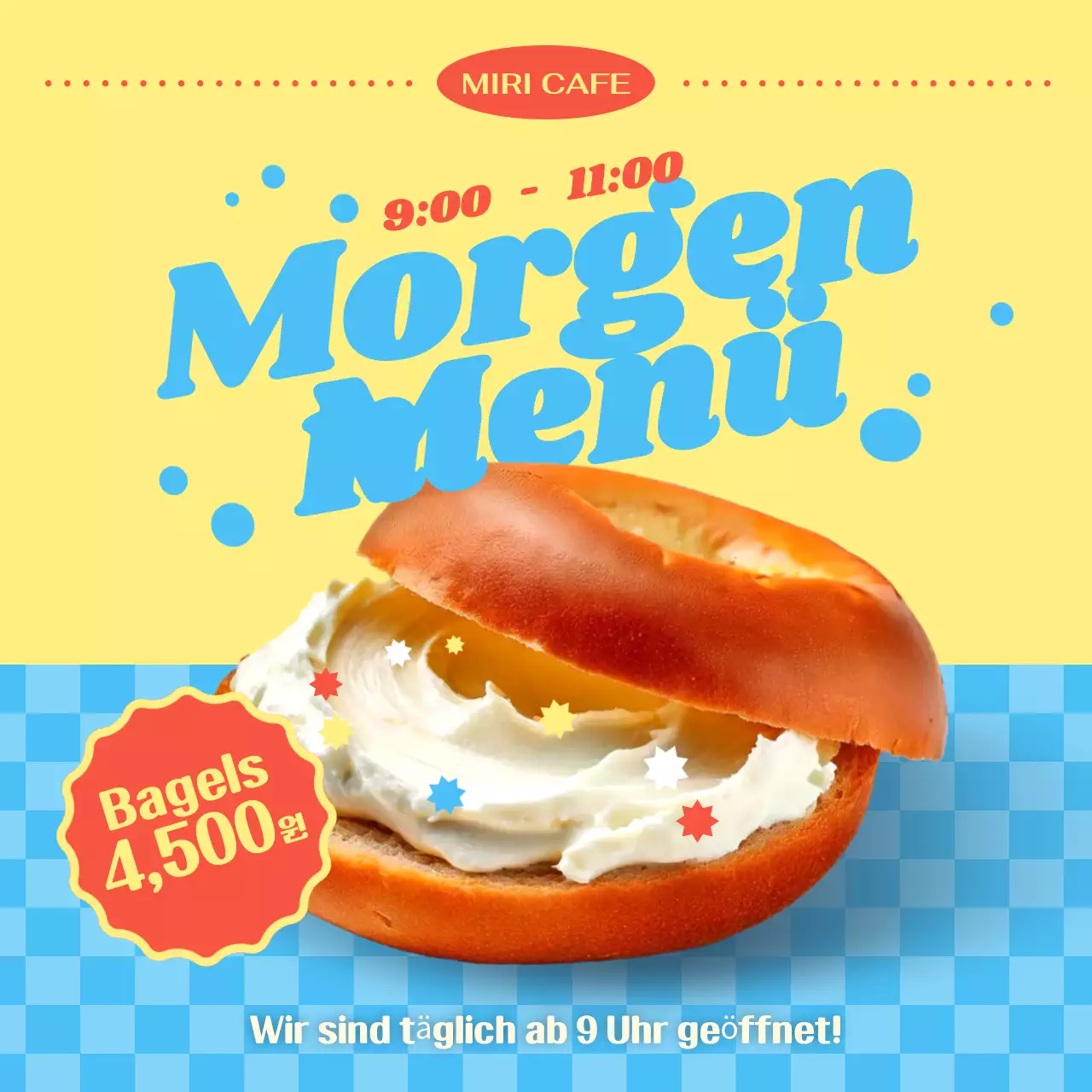 Gelbe Pop-Menütafel-Werbung