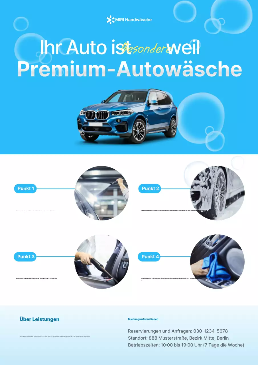 Blaue moderne Autowaschwerbung