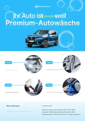Blaue moderne Autowaschwerbung