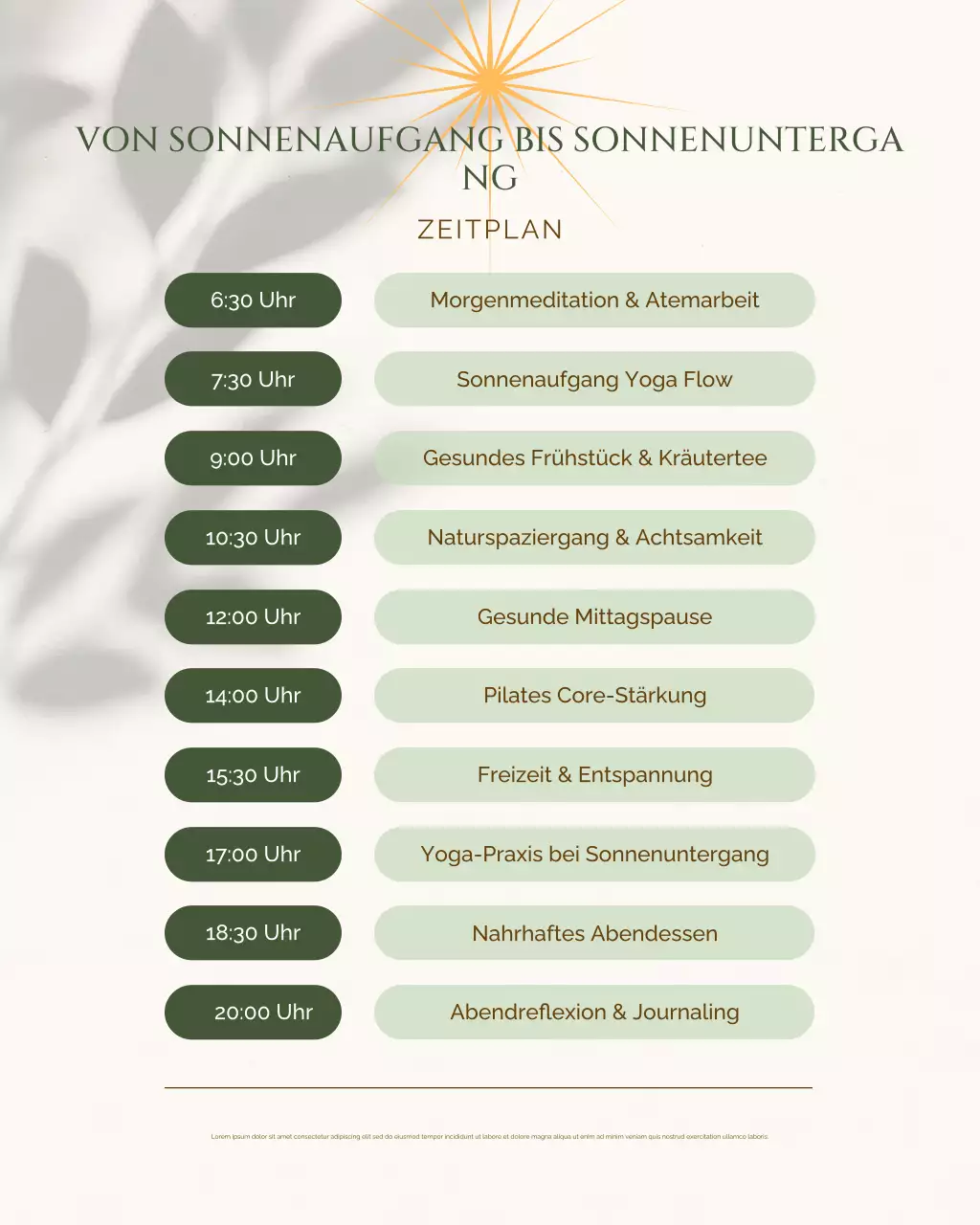 Beigefarbener Minimal-Wellnessplan