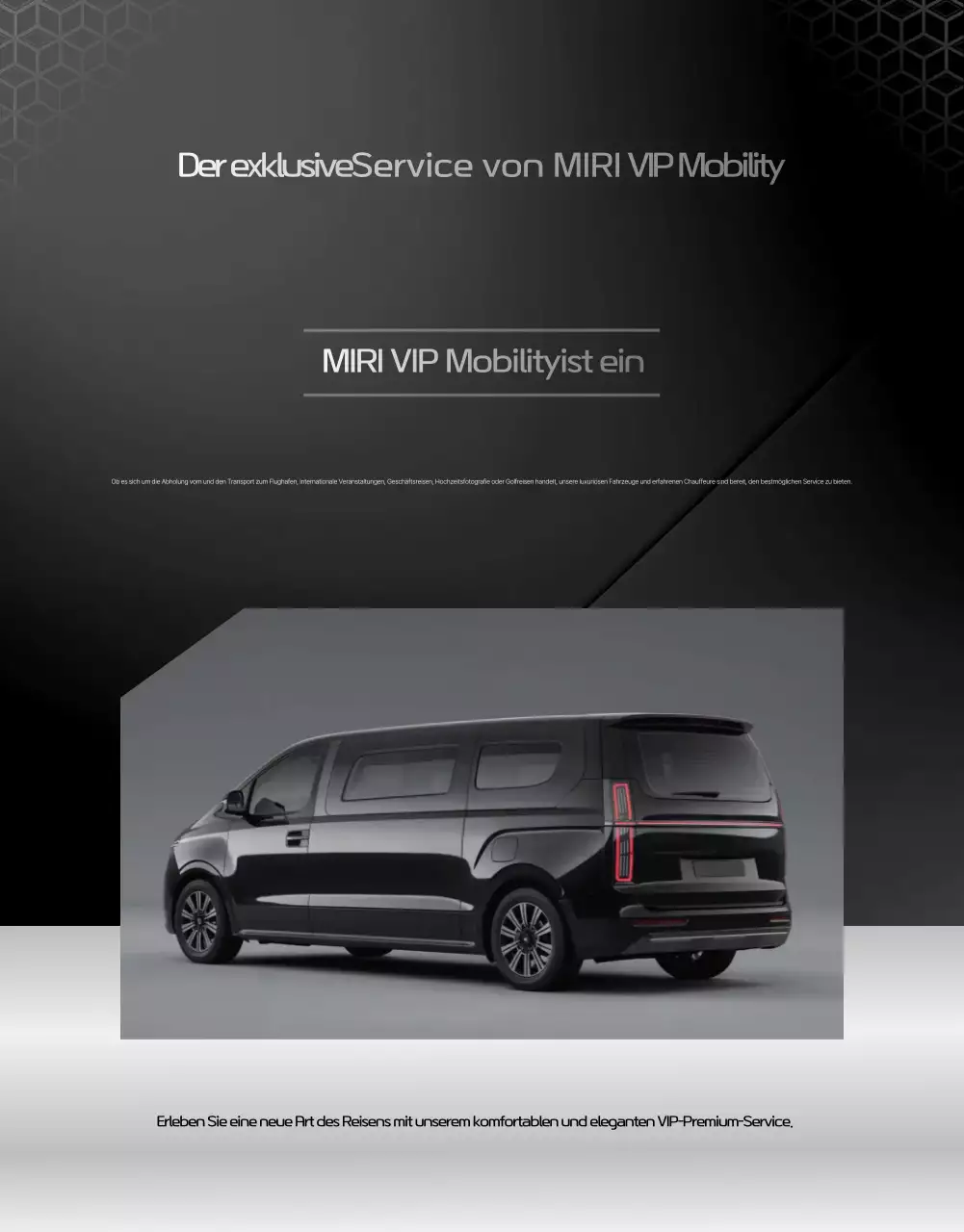 Schwarze Luxusmobilitätswerbung