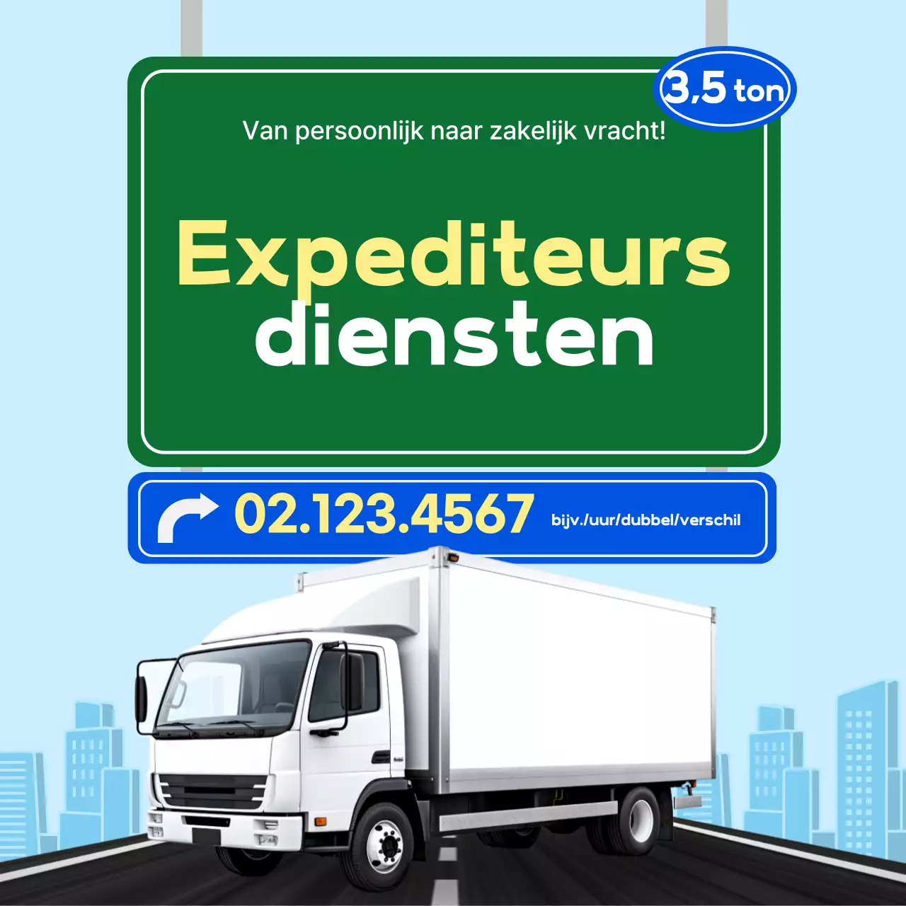 Eenvoudige promotie voor blauw vrachtwagenvervoer