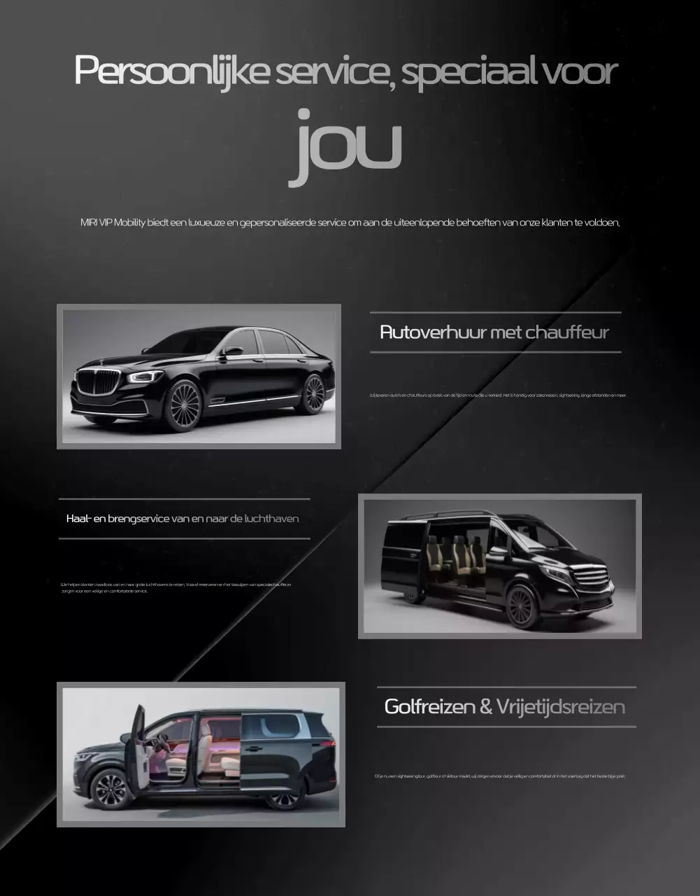 Zwarte luxe mobiliteitsadvertentie
