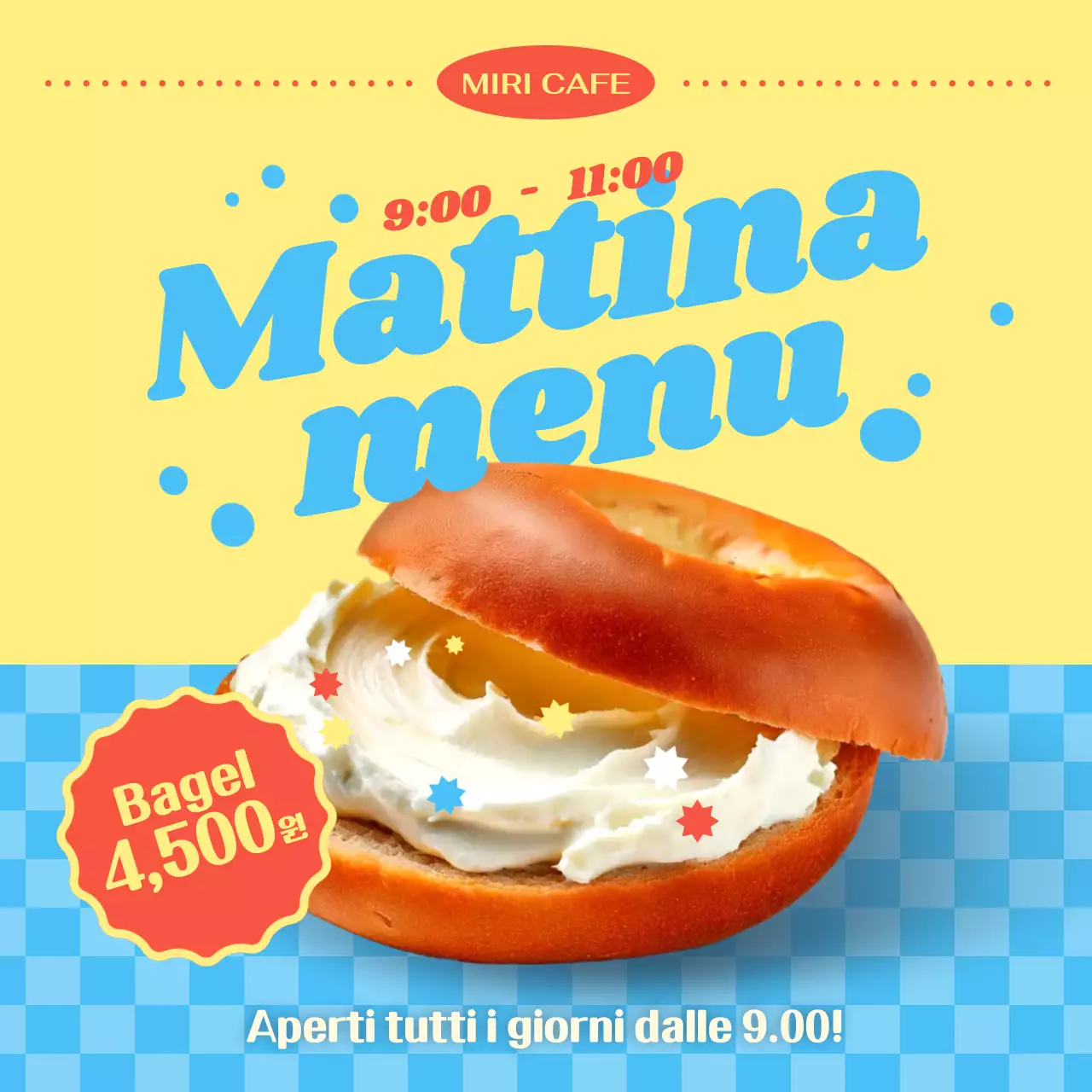 Pubblicità sul tabellone del menu pop giallo