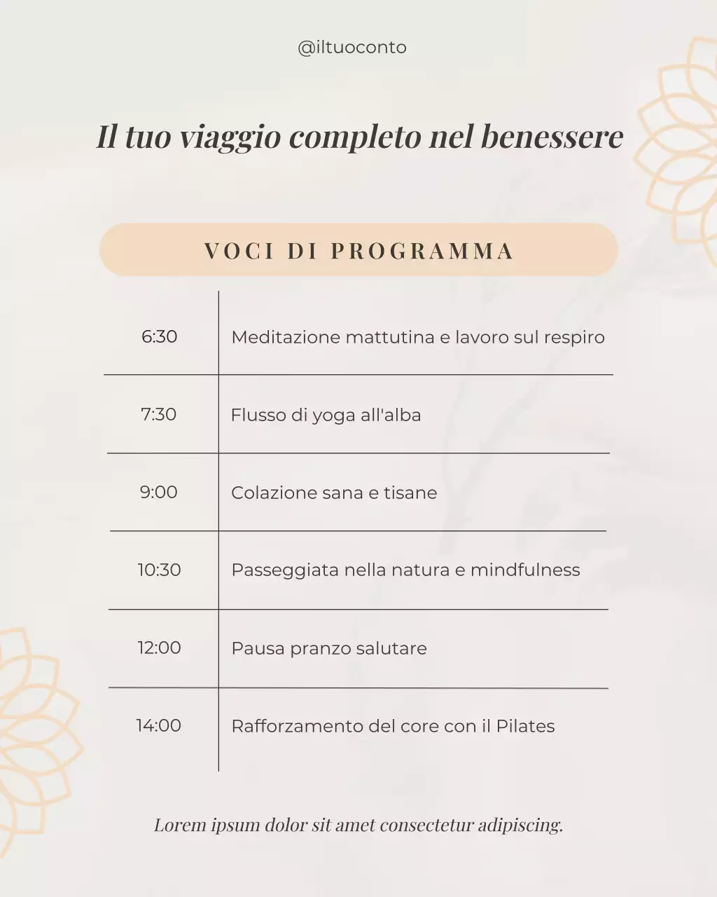 programma di benessere minimalista beige