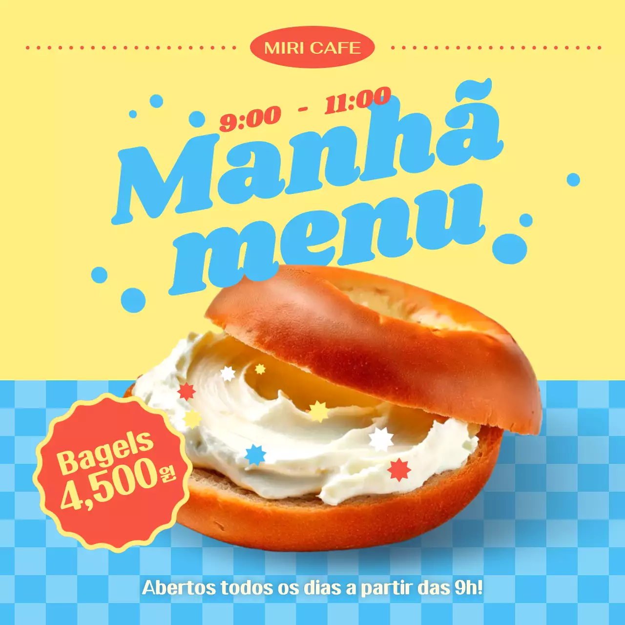 Anúncio do quadro de menu pop amarelo