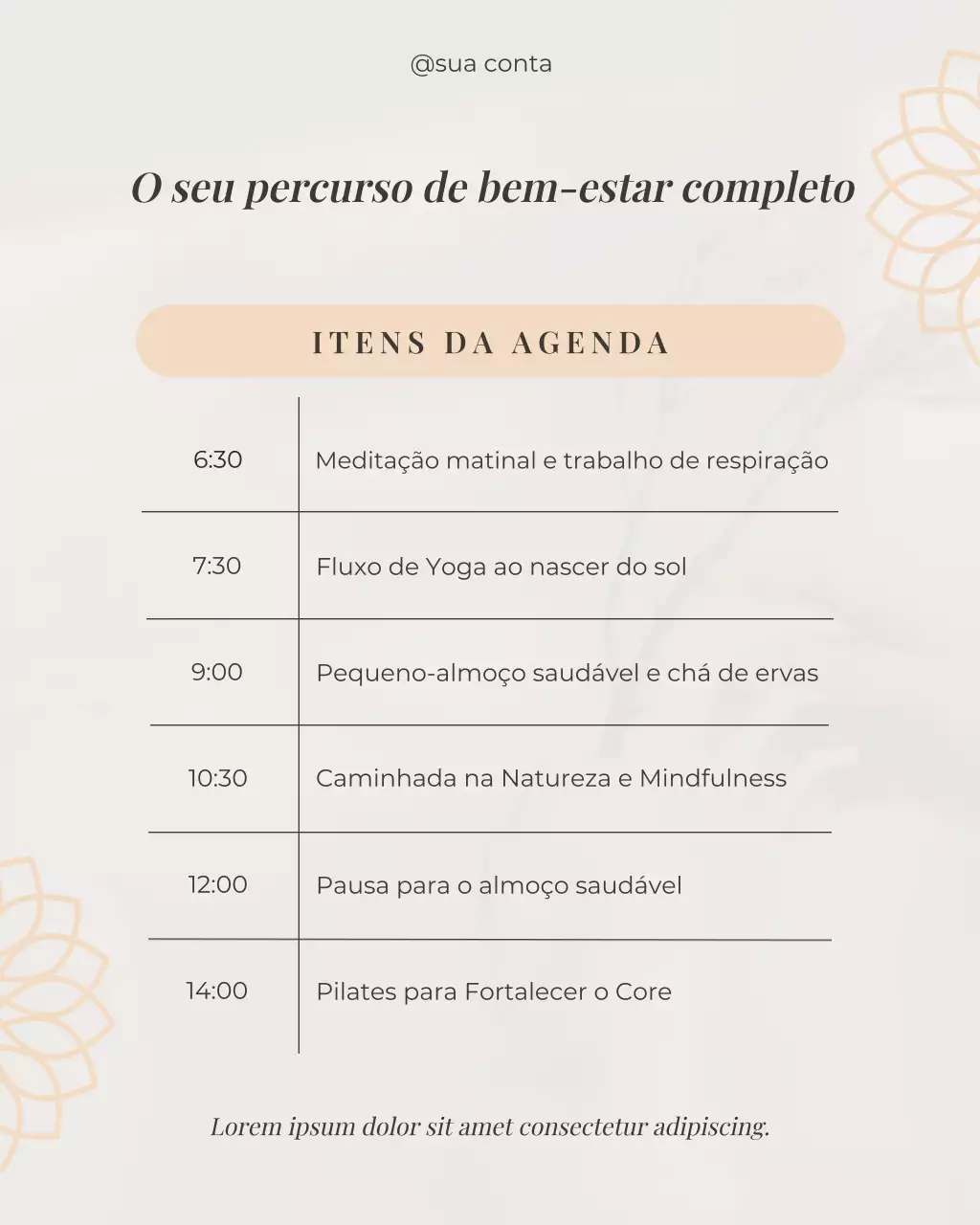 agenda de bem-estar minimalista bege