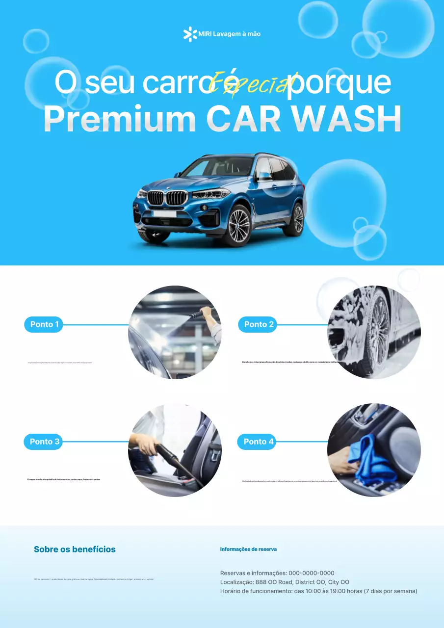 Anúncio de Lavagem de Carros Moderna Azul