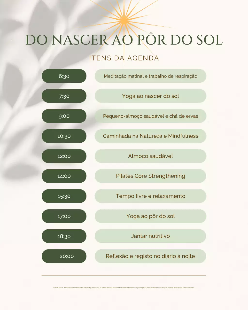 cronograma de bem-estar mínimo bege