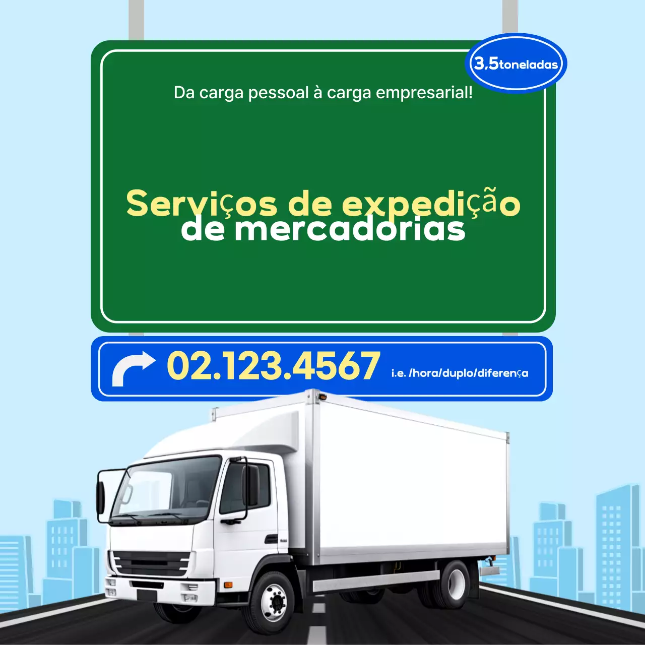 Promoção de transporte de caminhão azul simples