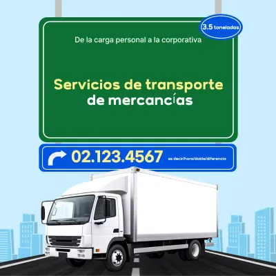 Promoción de transporte de camiones azules simples