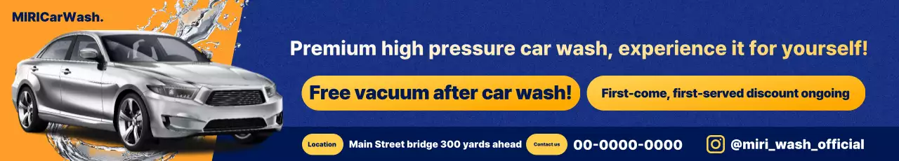 Anúncio de Lavagem de Carros Moderna Azul