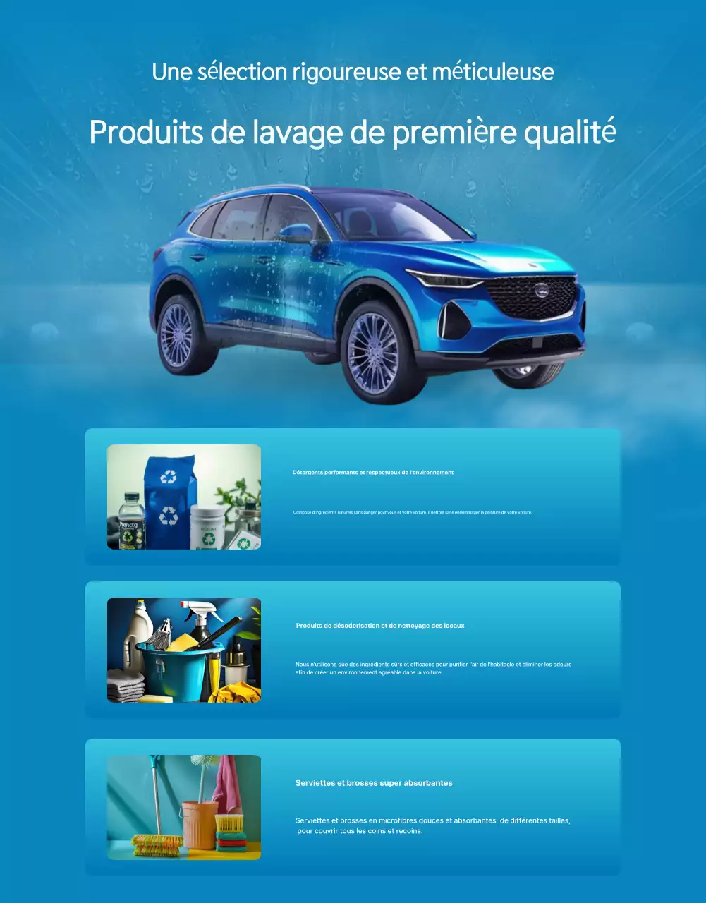 Publicité pour l'entretien des voitures modernes bleues