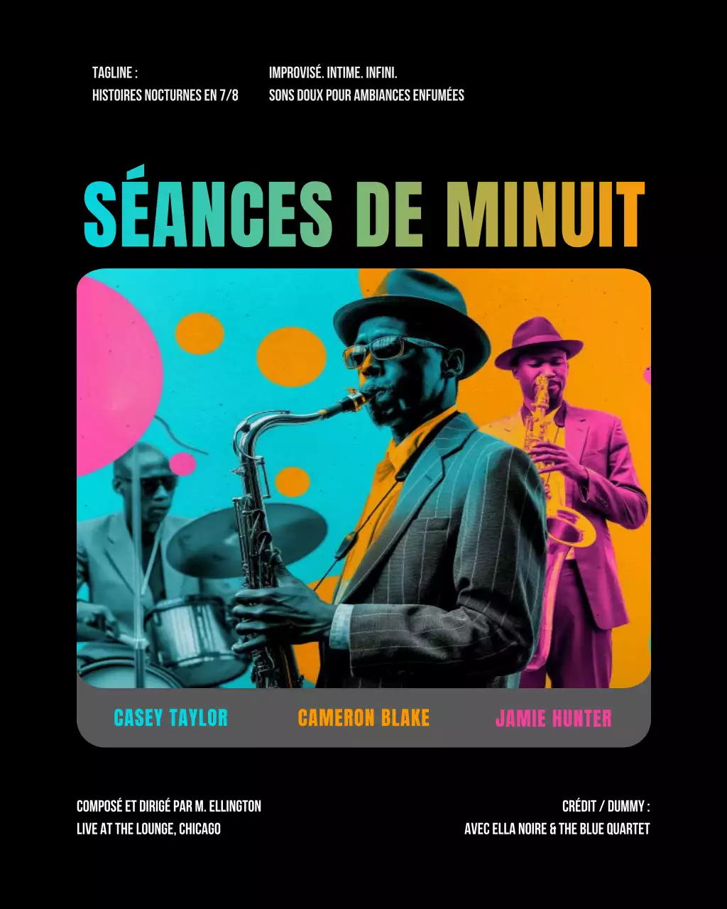 publicité colorée de jazz rétro