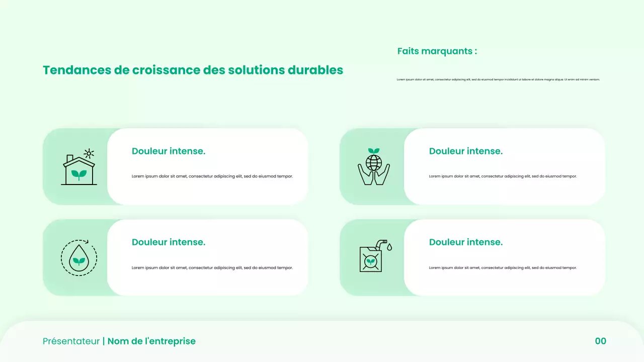 Présentation du pitch deck des startups vertes et modernes