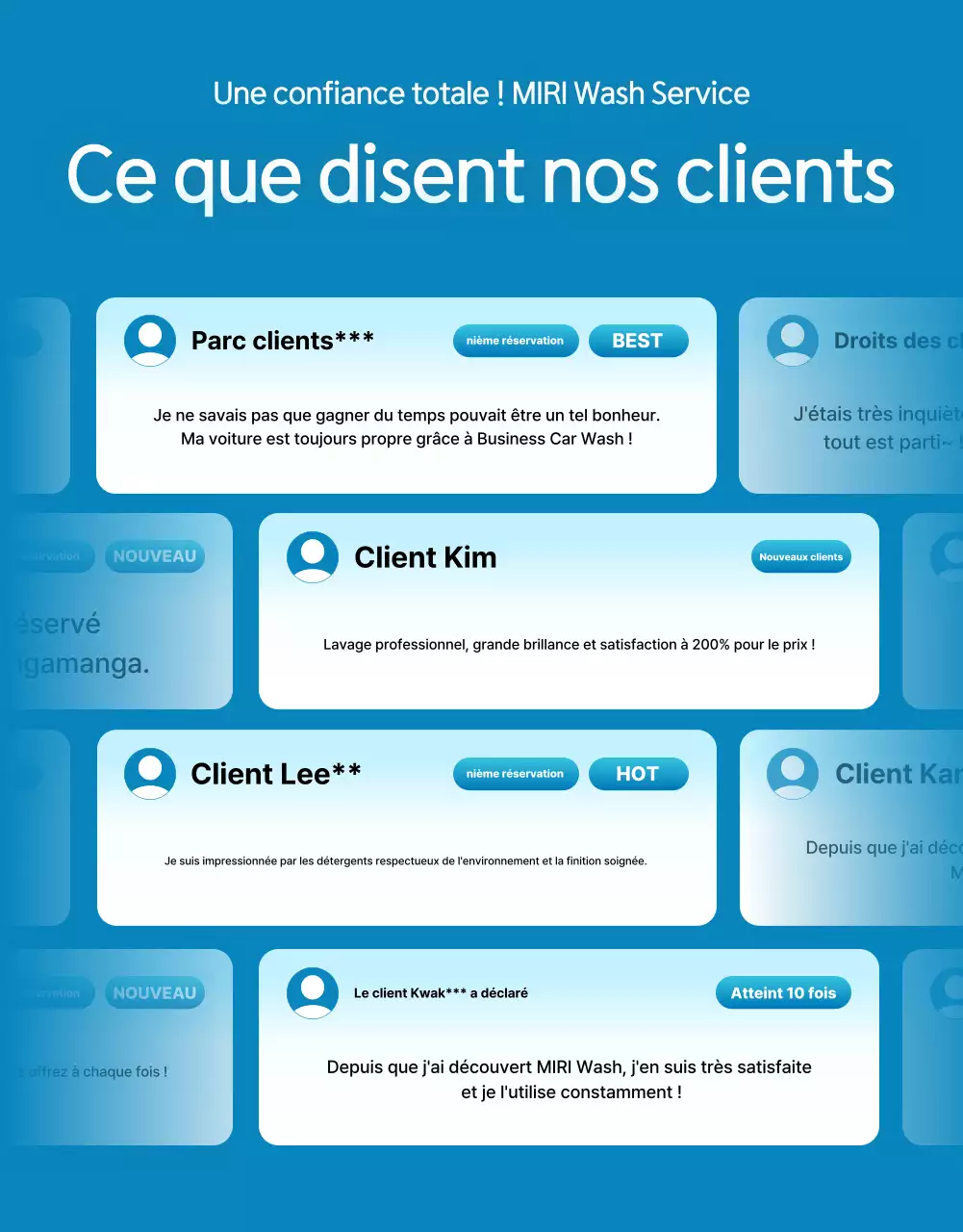 Publicité pour l'entretien des voitures modernes bleues