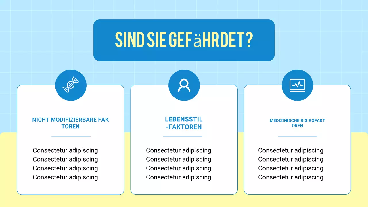 Blaue moderne 3D-Präsentation zur Gesundheits- und Krankheitsprävention