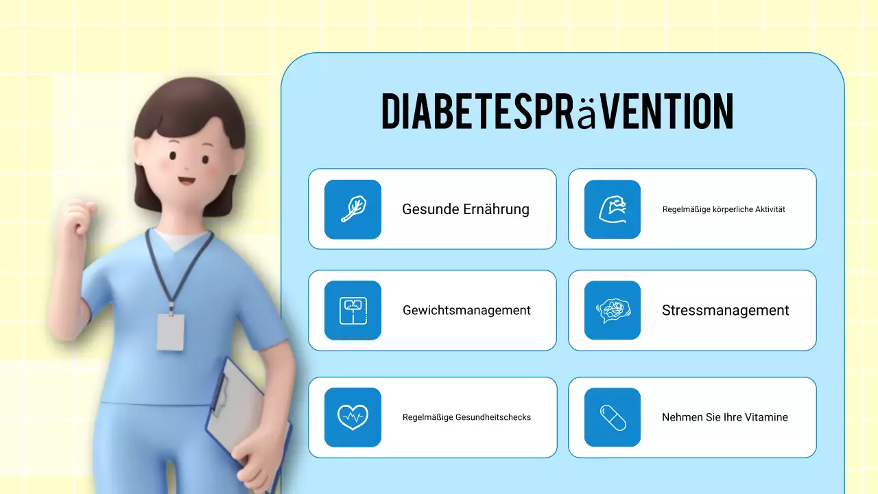Blaue moderne 3D-Präsentation zur Gesundheits- und Krankheitsprävention