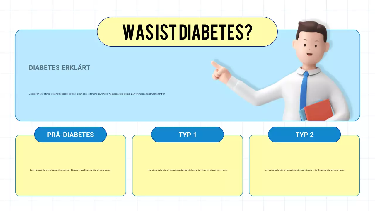 Blaue moderne 3D-Präsentation zur Gesundheits- und Krankheitsprävention